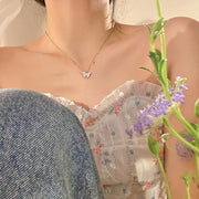 ネックレス ペンダント レディース アクセサリー チェーン チャーム 蝶 バタフライ 華奢 可愛い 上品 ラインストーン ビジュー