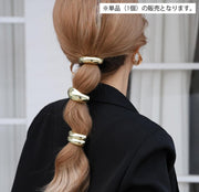 ヘアゴム レディース 単品 1個 金属 半円形 メタルカバー リングゴム ヘアアクセサリー 髪留め 髪飾り シンプル エレガント まとめ髪 ヘアアレンジ 上品 大人 おしゃれ かわいい 女性用