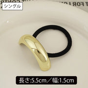 ヘアゴム レディース 単品 1個 金属 半円形 メタルカバー リングゴム ヘアアクセサリー 髪留め 髪飾り シンプル エレガント まとめ髪 ヘアアレンジ 上品 大人 おしゃれ かわいい 女性用