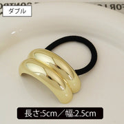 ヘアゴム レディース 単品 1個 金属 半円形 メタルカバー リングゴム ヘアアクセサリー 髪留め 髪飾り シンプル エレガント まとめ髪 ヘアアレンジ 上品 大人 おしゃれ かわいい 女性用