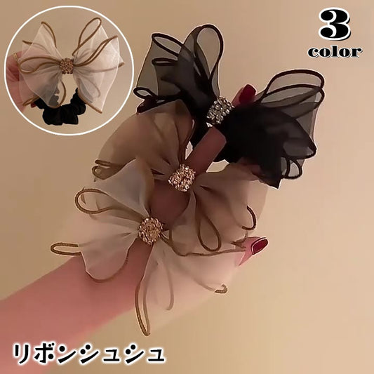 シュシュ リボンシュシュ ヘアゴム ヘアアクセサリー 髪ゴム レディース 商品画像