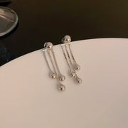 バックキャッチピアス スタッドピアス レディース アクセサリー 耳飾り 丸 球体 チェーン 揺れる おしゃれ 女性用 婦人用 服飾小物 プレゼント 贈り物 ギフト 記念日 誕生日