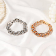 ブレスレット ラインストーン アクセサリー レディース 女性用 チェーン 縄 腕輪 ファッション小物 太め 上品 おしゃれ かわいい エレガント プレゼント ギフト 誕生日 記念日 大人女子 オフの日