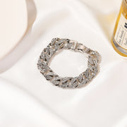 ブレスレット ラインストーン アクセサリー レディース 女性用 チェーン 縄 腕輪 ファッション小物 太め 上品 おしゃれ かわいい エレガント プレゼント ギフト 誕生日 記念日 大人女子 オフの日