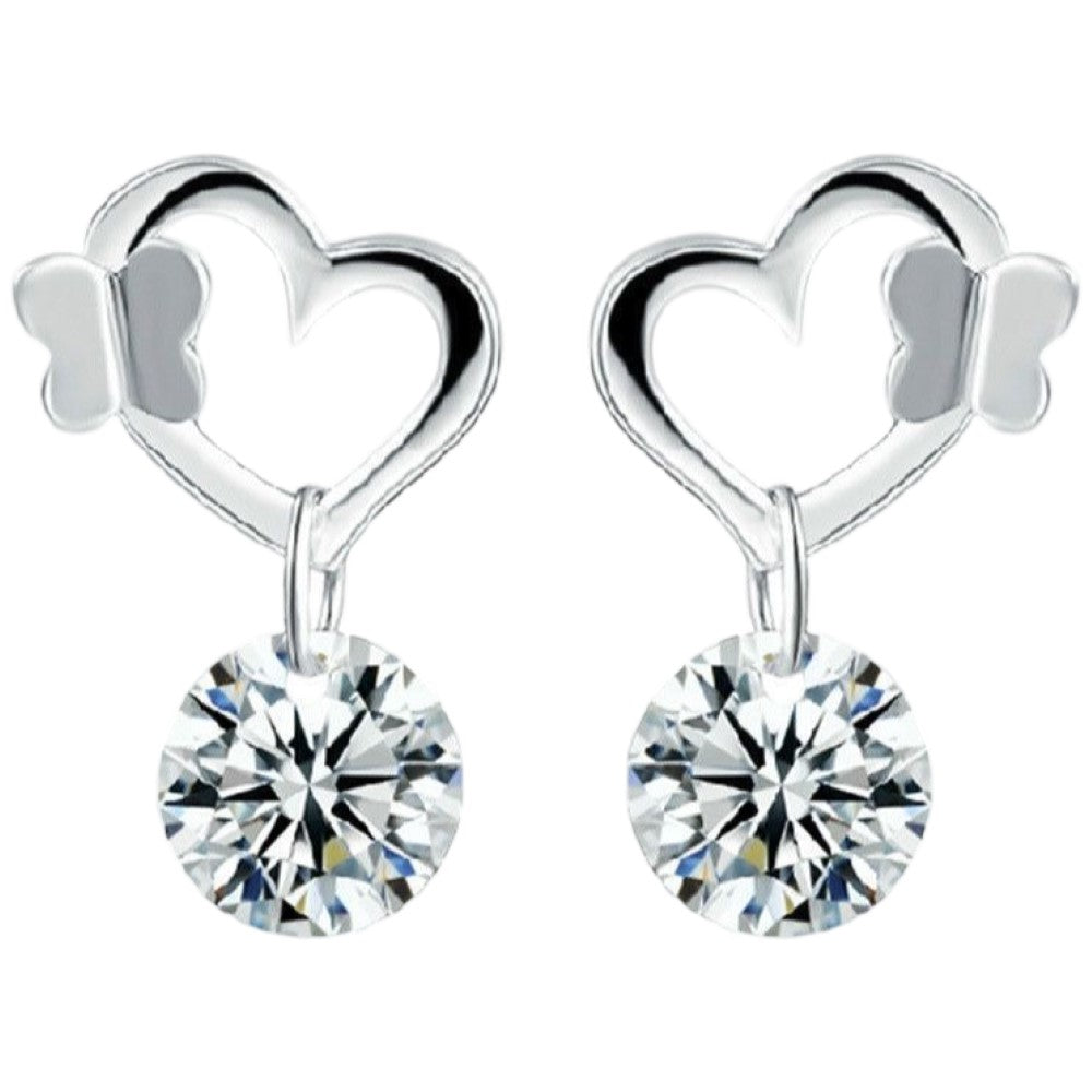 ピアス レディース アクセサリー スタッドピアス ハート ダイヤ風 蝶 バタフライ 揺れる かわいい おしゃれ ギフト プレゼント