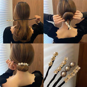 シニヨンワイヤー お団子メーカー ヘアアクセサリー レディース 花 フラワー フェイクパール お団子ヘア 髪留め 髪飾り まとめ髪 可愛い おしゃれ ヘアアレンジ くるくる 巻き付ける ファッション小物 女性用