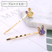 ヘアピン アメピン 2本セット レディース ヘアアクセサリー うさぎ ウサギ ラビット おしゃれ かわいい マーブル 髪留め 髪飾り ヘアアレンジ 前髪留め 横髪留め 大人可愛い べっ甲風 ガーリー カジュアル デイリー 普段使い 女性用 婦人用