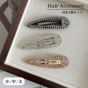ヘアピン 2個セット パッチン留め レディース 女性 ヘアアクセサリー 髪留め 髪飾り ラインストーン かわいい おしゃれ 前髪