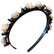 カチューシャ クリップ付き レディース ヘアアクセサリー 髪飾り 髪留め ラインストーン パール調 花 ヘアアレンジ まとめ髪