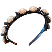 カチューシャ クリップ付き レディース ヘアアクセサリー 髪飾り 髪留め ラインストーン パール調 花 ヘアアレンジ まとめ髪