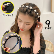 カチューシャ クリップ付き レディース ヘアアクセサリー 髪飾り 髪留め ラインストーン パール調 花 ヘアアレンジ まとめ髪