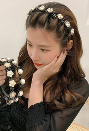 カチューシャ クリップ付き レディース ヘアアクセサリー 髪飾り 髪留め ラインストーン パール調 花 ヘアアレンジ まとめ髪