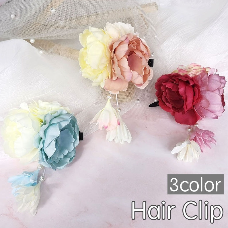 ヘアクリップ レディース ヘアアクセサリー フラワー 花 かわいい おしゃれ 華やか きれい 上品 和装 成人式 結婚式 振袖 髪飾り 撮影 記念日 卒業 入学 袴 着物