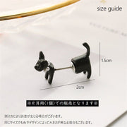 ピアス 片耳用 スタッドピアス バックキャッチピアス レディース 女性 アクセサリー 耳飾り 猫 キャット 立体 フェイクパール かわいい おしゃれ キュート ガーリー モノトーン プレゼント ギフト 黒 白