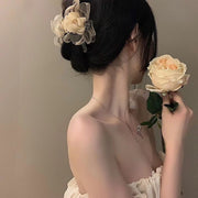 バンスクリップ ヘアクリップ レディース ヘアアクセサリー 髪留め 髪飾り ヘッドドレス コサージュ 大きめ リボン 花 フラワー