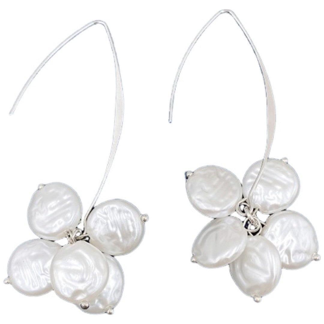 フックピアス レディース アクセサリー フェイクパール コインパール風 ゆらゆら 揺れる おしゃれ 上品 かわいい 華やか 女性用 婦人用