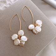 フックピアス レディース アクセサリー フェイクパール コインパール風 ゆらゆら 揺れる おしゃれ 上品 かわいい 華やか 女性用 婦人用
