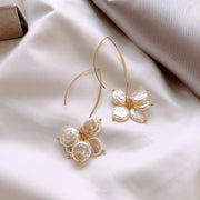 フックピアス レディース アクセサリー フェイクパール コインパール風 ゆらゆら 揺れる おしゃれ 上品 かわいい 華やか 女性用 婦人用