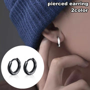 フープピアス リングピアス 両耳用 2個セット メンズ レディース アクセサリー シンプル おしゃれ シルバーカラー ブラック 単色 簡単装着 ファッション小物 記念日 誕生日 プレゼント 贈り物 ギフト 男女兼用 ユニセックス 女性用 男性用