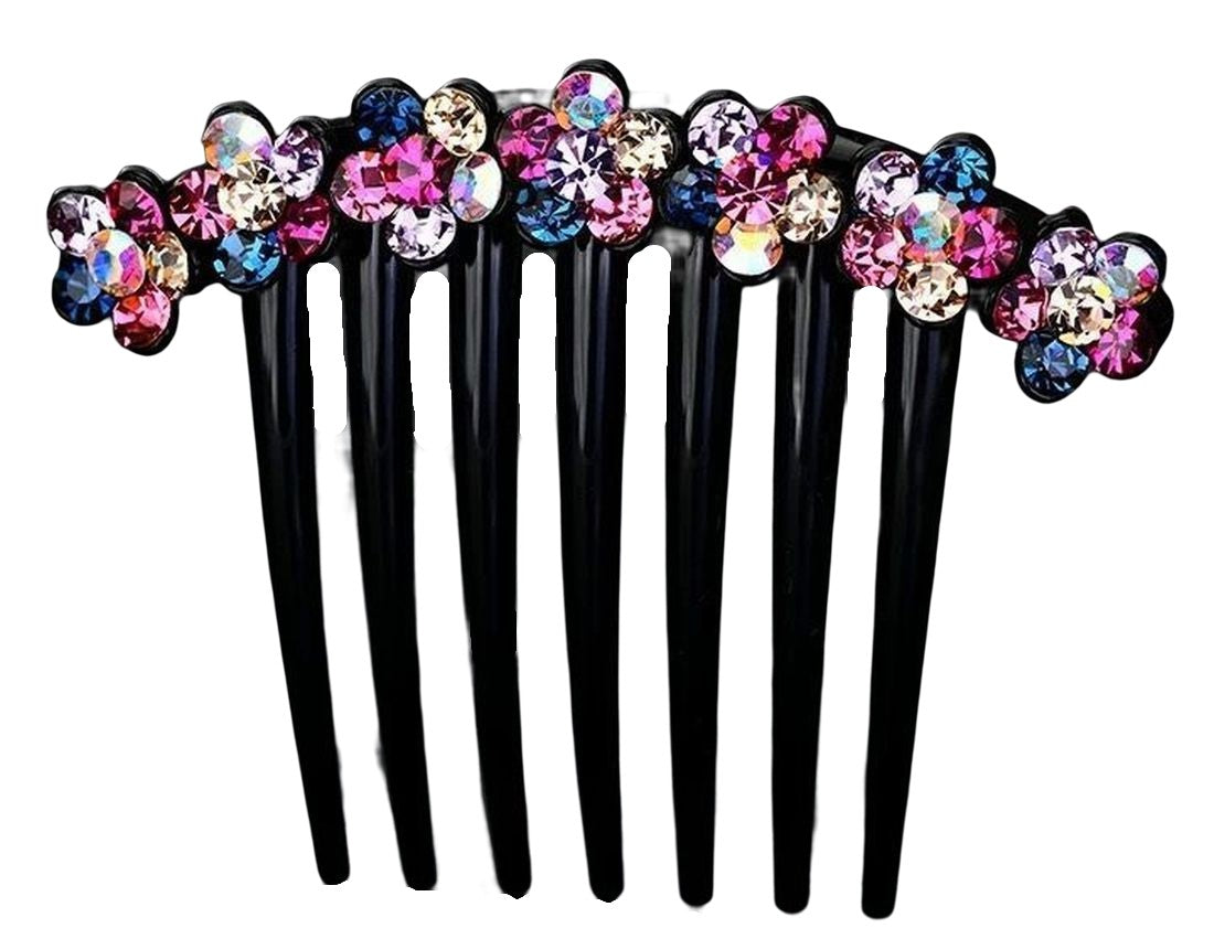 コーム レディース ヘアコーム ラインストーン かんざし 花 カラフル×7フラワー バリエーション画像