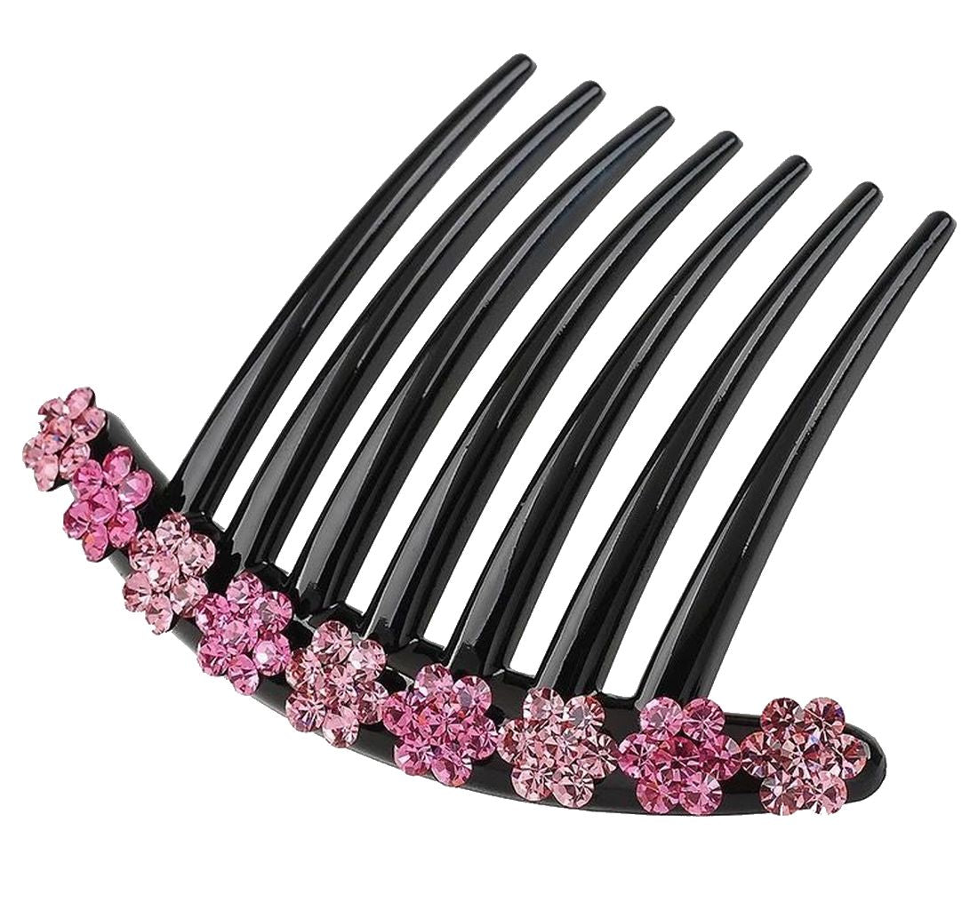 コーム レディース ヘアコーム ラインストーン かんざし 花 ローズ×9フラワー バリエーション画像