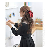 バレッタ レディース 女性 ヘアアクセサリー 髪飾り 髪留め まとめ髪 リボン 大きめ 単色 可愛い おしゃれ カラバリ豊富