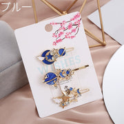 ヘアピン 3本セット レディース 女の子 ヘアアクセサリー ラインストーン ムーン 月 スター 星 ヘアアレンジ 髪留め 髪飾り おしゃれ かわいい
