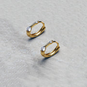 フープピアス 中折れタイプ レディース リングピアス アクセサリー 耳飾り ラインストーン 小さめ 上品 おしゃれ 女性用 婦人用 服飾小物 普段使い プレゼント 贈り物 誕生日 記念日 ギフト