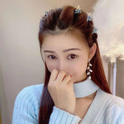 ヘアクリップ 4個セット フラワー 花 レディース 女性 キッズ 子ども ヘアアクセサリー ラインストーン フェイクパール クチバシクリップ 髪飾り ヘアアレンジ まとめ髪 小ぶり 華奢 かわいい キュート 重ね付け おしゃれ ガーリー 青 ピンク 紫 ベージュ 白 赤 ピンク