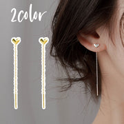 ピアス アメリカンピアス レディース アクセサリー 女性用 チェーン ハート ゴールドカラー シルバーカラー 揺れる ゆらゆら 可愛い おしゃれ 記念日 誕生日 プレゼント 贈り物 ギフト ファッション小物 金色 銀色