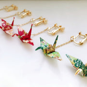 イヤリング ピアス 両耳用 ノンホールピアス スタッドピアス レディース 女性 アクセサリー 耳飾り 折り鶴 浴衣 和装 上品 おしゃれ