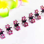 ミニヘアクリップ ミニバンスクリップ 12個セット レディース キッズ ヘアアクセサリー 小さめ ラインストーン 花 フラワー キラキラ かわいい おしゃれ ヘアアレンジ 髪留め カラフル 女性用 子供用 ピンク ブルー レッド ホワイト カラフル 青 赤 白