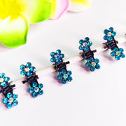 ミニヘアクリップ ミニバンスクリップ 12個セット レディース キッズ ヘアアクセサリー 小さめ ラインストーン 花 フラワー キラキラ かわいい おしゃれ ヘアアレンジ 髪留め カラフル 女性用 子供用 ピンク ブルー レッド ホワイト カラフル 青 赤 白