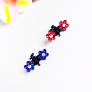ミニヘアクリップ ミニバンスクリップ 12個セット レディース キッズ ヘアアクセサリー 小さめ ラインストーン 花 フラワー キラキラ かわいい おしゃれ ヘアアレンジ 髪留め カラフル 女性用 子供用 ピンク ブルー レッド ホワイト カラフル 青 赤 白
