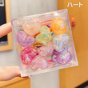 ヘアゴム 髪留め 10個セット キッズ 子供 子ども 女の子 女児 ヘアアクセサリー 髪ゴム ヘアアレンジ まとめ髪 かわいい オーロラカラー ハート ウサギ 星 カラフル