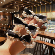 ヘアゴム レディース ヘアアクセサリー リボン フェイクパール シンプル かわいい おしゃれ きれいめ 上品 女性 女子 大人女子 ヘアアレンジ シュシュ