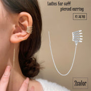 イヤーカフ アメリカンピアス チェーンピアス 単品 片耳用 レディース 女性 アクセサリー ロング 揺れる かわいい おしゃれ 一体型 ゴールドカラー シルバーカラー