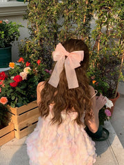 バレッタ リボン ヘアアクセサリー 大振り 大きめ 大きい ビッグ レディース 女性 婦人 髪飾り 髪留め ヘアアレンジ ハーフアップ 透け感 まとめ髪 かわいい ホワイト 白 ピンク ブルー ガーリー 存在感 コスプレ