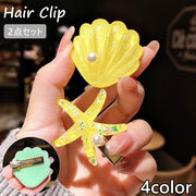 ヘアクリップ 2点セット レディース ヘアアクセサリー ヘアピン 髪留め 髪飾り 貝殻 ヒトデ 海 ビーチ ヘアアレンジ おしゃれ かわいい お出かけ