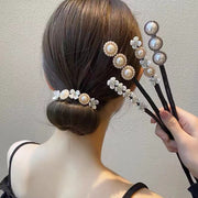 シニヨンワイヤー お団子メーカー レディース おだんご ヘアアクセサリー 髪飾り 花 フラワー フェイクパール まとめ髪 ヘアアレンジ 可愛い