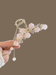 ヘアクリップ バンスクリップ 単品 1個 ヘアアクセサリー レディース 女性 婦人 薔薇 バラ 桜 さくら サクラ フラワー 花 フェイクパール チェーン 髪飾り 髪留め まとめ髪 ヘアアレンジ 大人上品 きれいめ おしゃれ 可愛い オフィス 通勤 エレガント 入学式 卒業式 記念日 結婚式 お呼ばれ パーティー 贈り物 プレセント 母の日 ション小物
