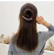 ヘアアクセサリー お団子メーカー シニヨンメーカー 挟んで巻くだけ レディース 女性 ファッション小物 ビーズ 飾り付き まとめ髪 ヘアアレンジ 髪飾り 簡単 かわいい おしゃれ