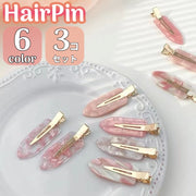 ヘアピン 3個セット 前髪クリップ レディース ヘアアクセサリー 跡がつかない デザイン豊富 大理石柄 マーブル 軽量 おしゃれ 定番 かわいい 高級感 プレゼント