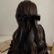 リボン バレッタ レディース ヘアアクセサリー ヘアバレッタ ベロア 結婚式 入学式 卒業式 デート 上品 大きなリボンバレッタ 黒 ブラック 可愛い オシャレ ヘアアクセ 髪飾り 髪留め