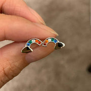 ピアス スタッドピアス レディース 女性 アクセサリー 小ぶり 小さめ 虹 レインボー 雲 ラインストーン キラキラ シルバーカラー お洒落 可愛い ファッション小物 ギフト プレゼント