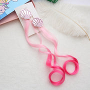 ヘアクリップ エクステ付き ヘアピン つけ毛 ポイントウィッグ 部分ウィッグ クチバシクリップ キッズ 子供 女の子 ヘアアクセサリー ヘアアレンジ ヘアピン 髪留め 2本セット グラデーションカラー ウェーブ カール モチーフ付き 貝殻 ラメ キラキラ おしゃれ かわいい キュート ガーリー 青 ピンク ローズ 紫 黄 緑