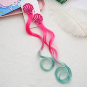 ヘアクリップ エクステ付き ヘアピン つけ毛 ポイントウィッグ 部分ウィッグ クチバシクリップ キッズ 子供 女の子 ヘアアクセサリー ヘアアレンジ ヘアピン 髪留め 2本セット グラデーションカラー ウェーブ カール モチーフ付き 貝殻 ラメ キラキラ おしゃれ かわいい キュート ガーリー 青 ピンク ローズ 紫 黄 緑