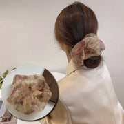 シュシュ ヘアゴム 髪留め レディース 女性用 ヘアアクセサリー シフォン調 透け感 フラワー 花柄 シック エレガント 髪ゴム まとめ髪 髪飾り ヘアアレンジ おしゃれ かわいい デイリー 普段使い お出かけ 通勤 通学 オフィスファッション
