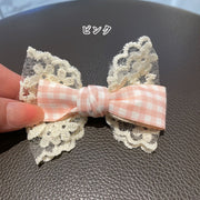 ヘアクリップ 子供 女の子 キッズ レディース 女性 ヘアアクセサリー 髪飾り リボン レース チェック かわいい おしゃれ