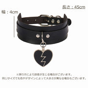 チョーカー レディース アクセサリー パンク ハート ワイド 太め ネックレス フェイクレザー ブラック かわいい かっこいい おしゃれ ゴシック 女性 大人女子